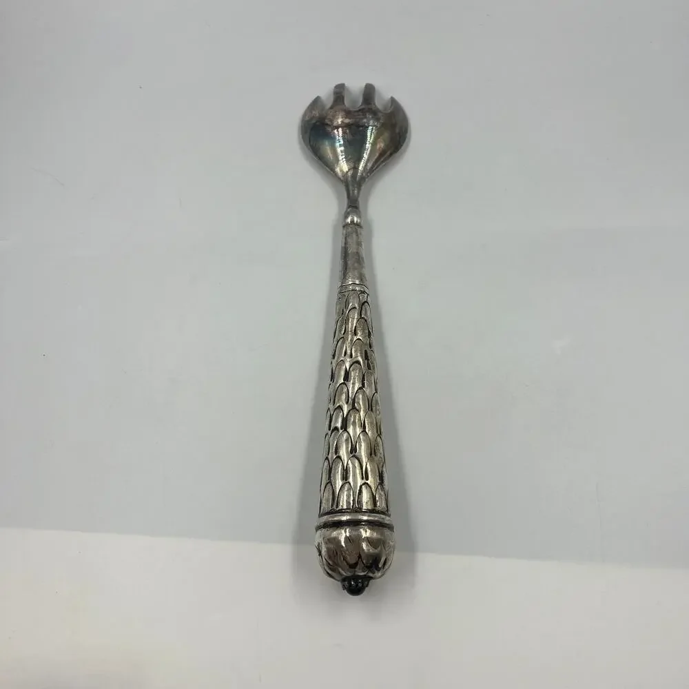 Vintage Silver Plated Salad‎ Serving Fork Scoop True MidCentury Modern MCM